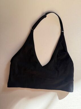 PINK victoria’s Secret Black Ribbed V-Neck halter backless Bralette - Women sz m